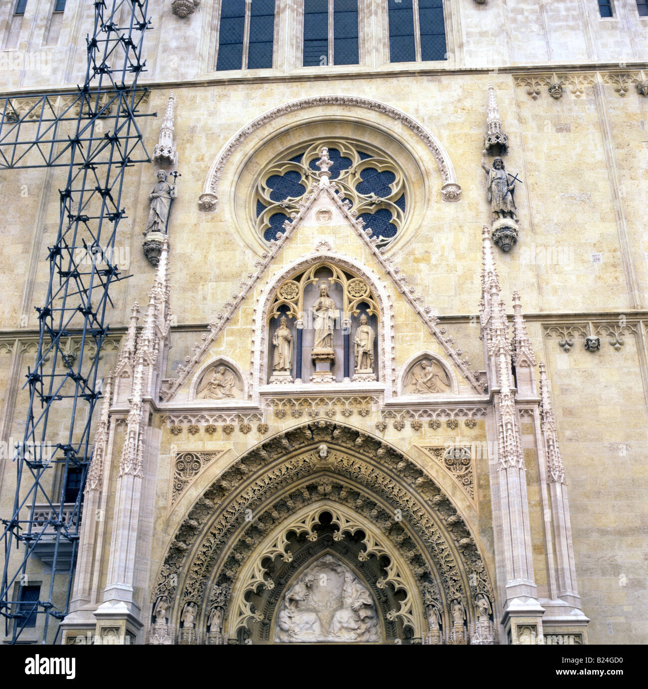 Frontal wall cathedral St Stephen Zagreb Croatia Stock Photo - Alamy