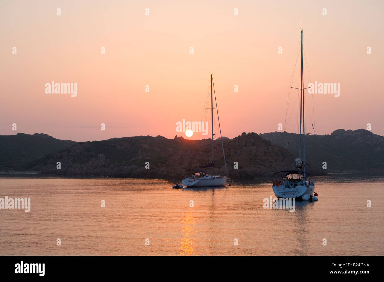 sea, Italy, Sardinia Bay, boat, dawn, rada, yacht, Mediterranean sea, holiday, tourism, Stock Photo