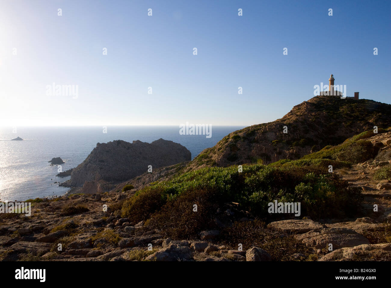 Sardinia, south, Sulcis, s.Peter Island, cliffs, lighthous, sea, Mediterranean, holiday, tourism, Stock Photo