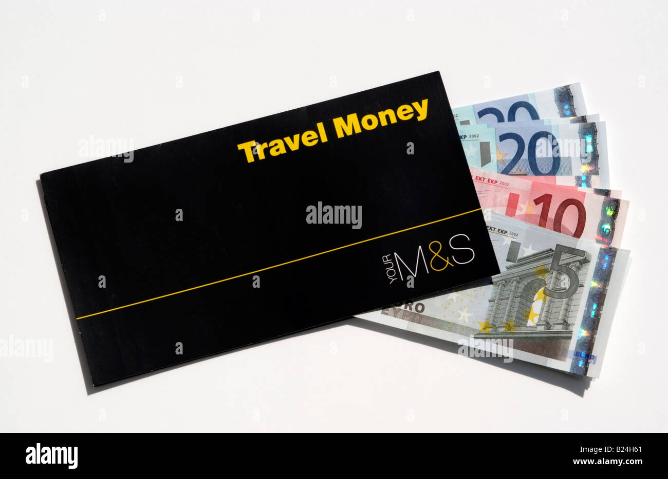 Travel money envelope euro banknotes Stock Photo