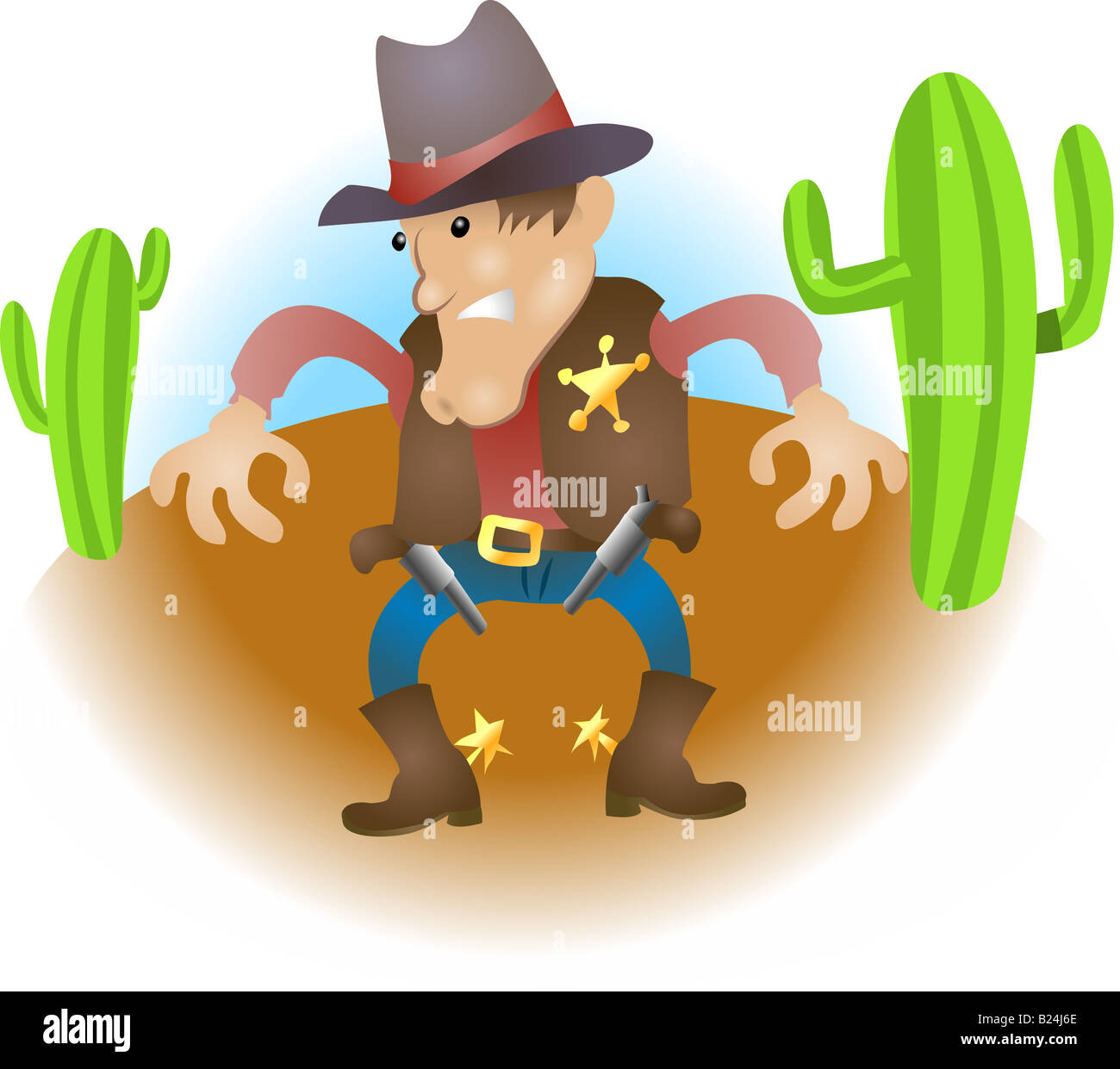 Cowboy illustration. An illustration of a cowboy sheriff gunslinger Stock Photo