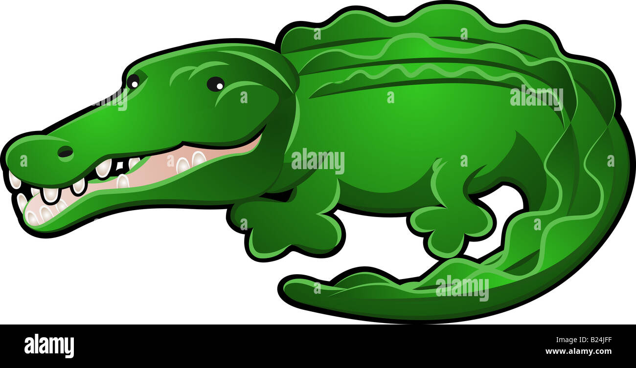 A Cute Alligator or Crocodile Cartoon Character Illustration Stock Photo
