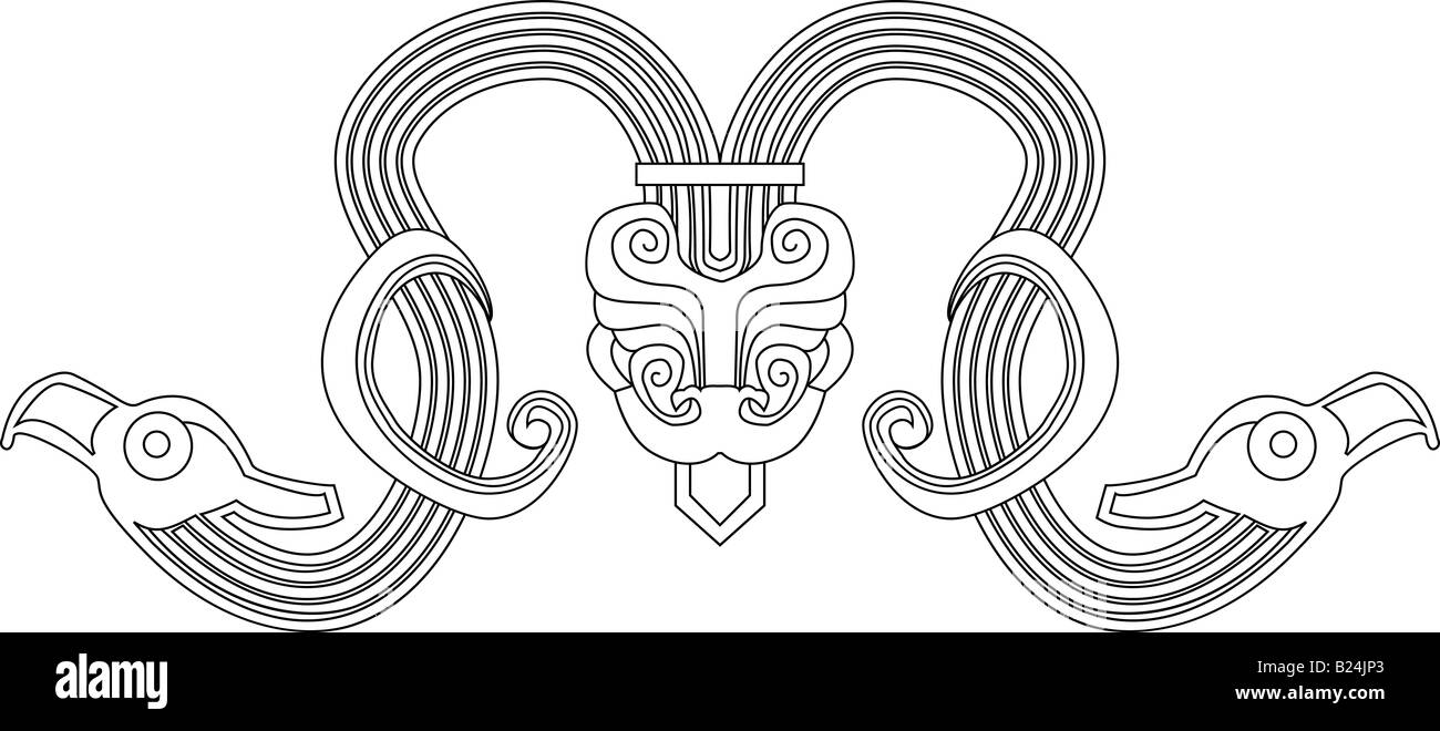 A deign element based on Chinese designs circa 7th century BC. Stock Photo