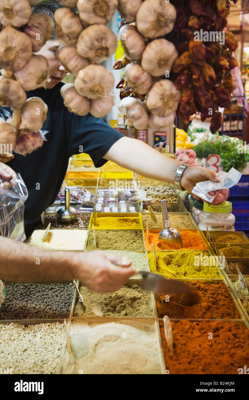 Spice stall in market Fuengirola Spain Stock Photo