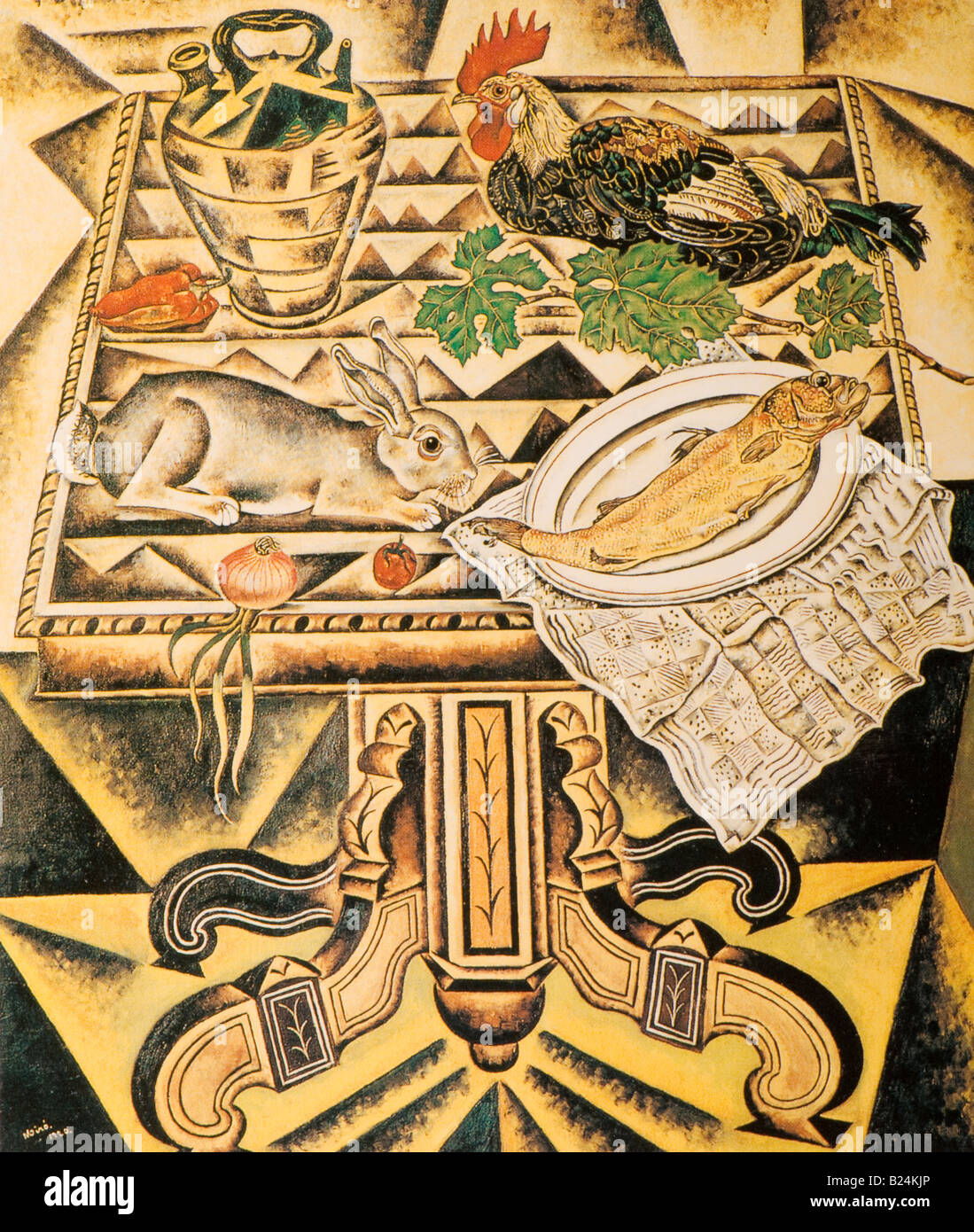The Table (Still Life with Rabbit) by Joan Miro 1920 Stock Photo