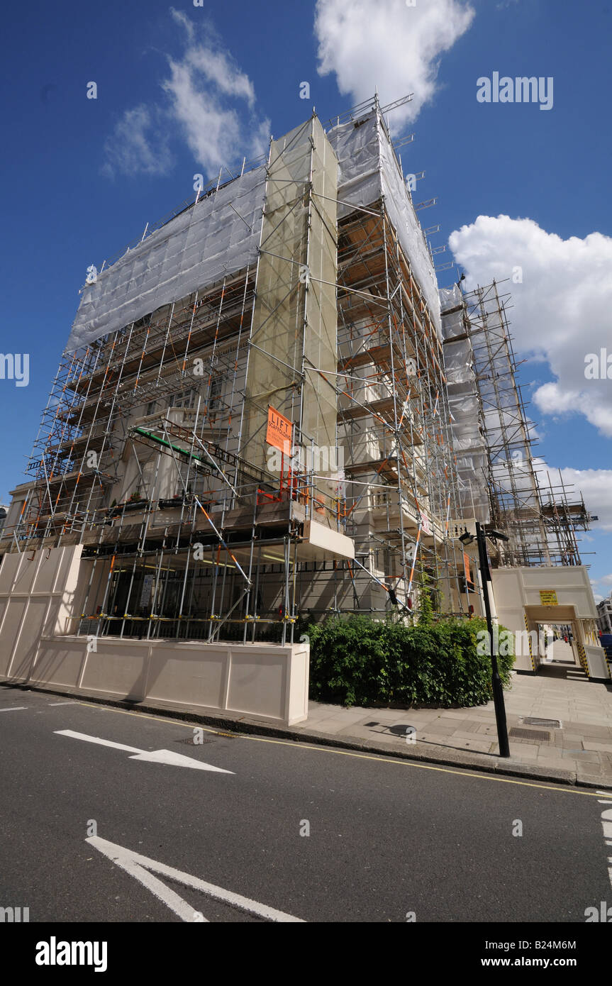 building renovation scaffolding Eaton Place London Belgravia Stock