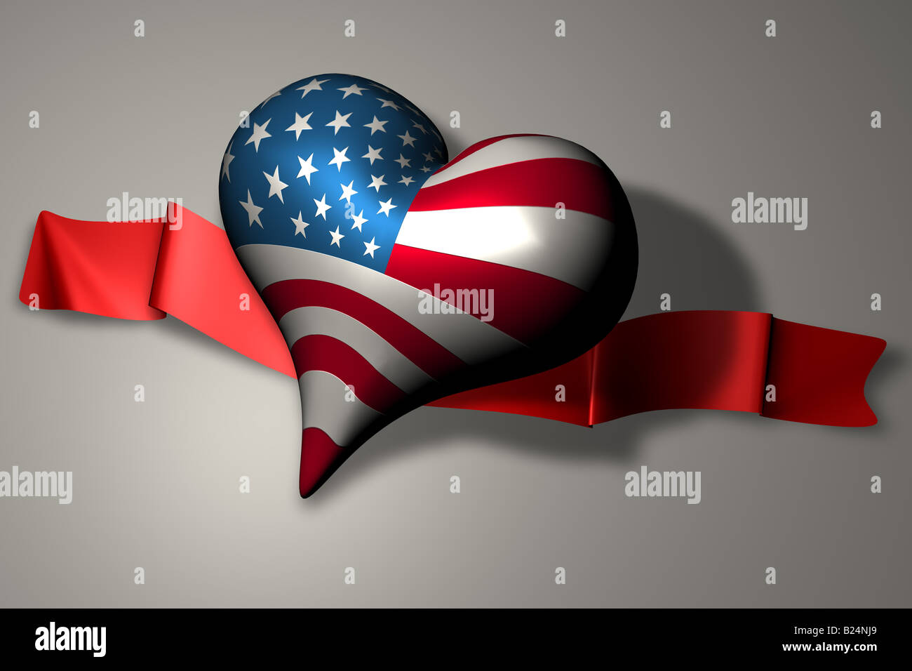 Illustration of a heart with the American flag on it Stock Photo