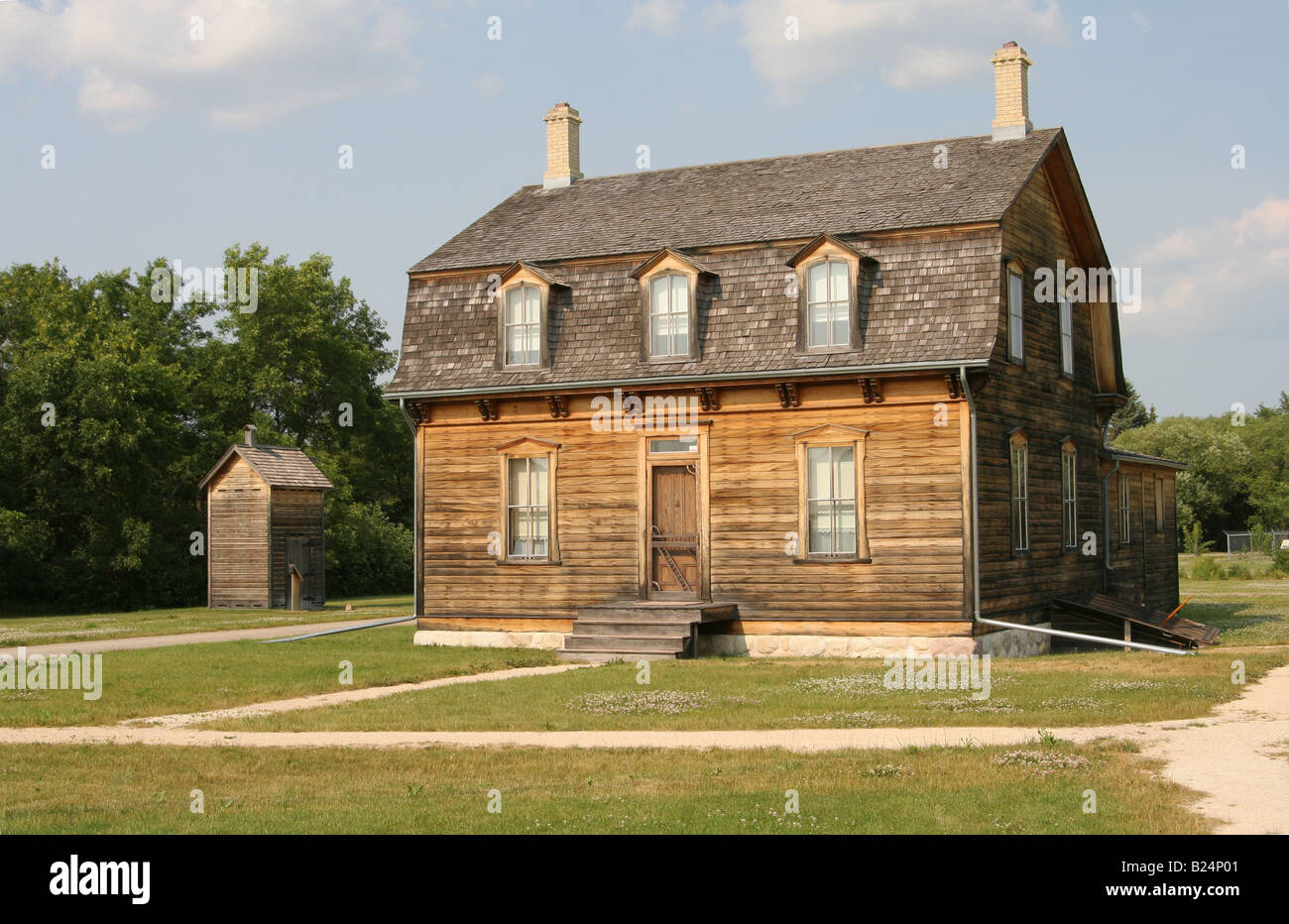 Old homestead with outhouse at St. Norbert near Winnipeg, Manitoba