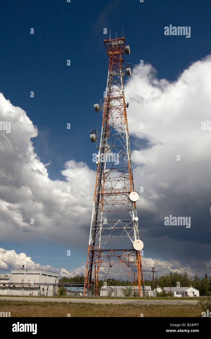 Radio Tower in Delta Junction, Alaska Stock Photo
