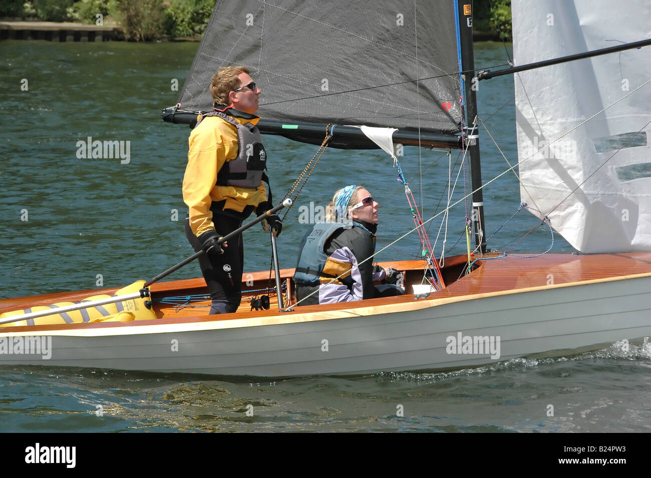 Dinghy sailing on River Thames, Hampton, Surrey, UK Stock Photo Alamy