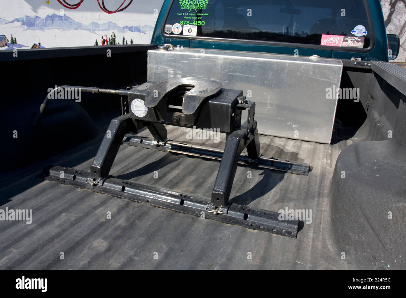 Mounting base for a trailer on a big 4 wheel drive truck. Stock Photo