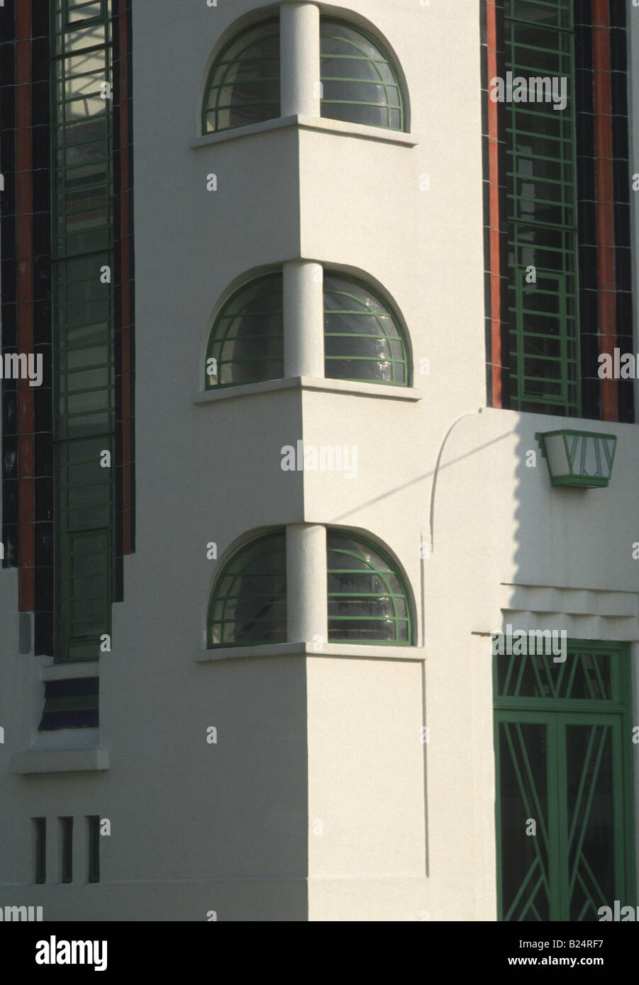 detail of corner former Hoover Factory west London Art Deco with Egyptian style ornament Stock Photo