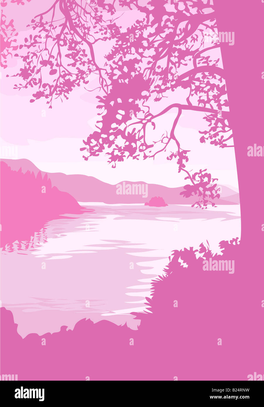 lake background. A beautiful lake scene background. File includes several different colour versions Stock Photo