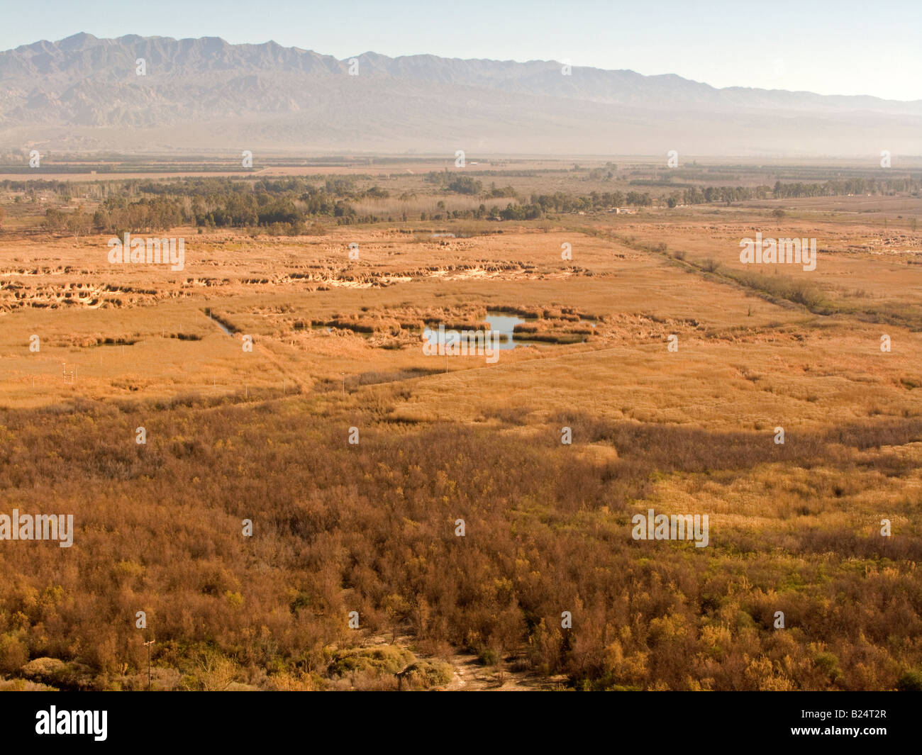 long distance dry grassy view Stock Photo