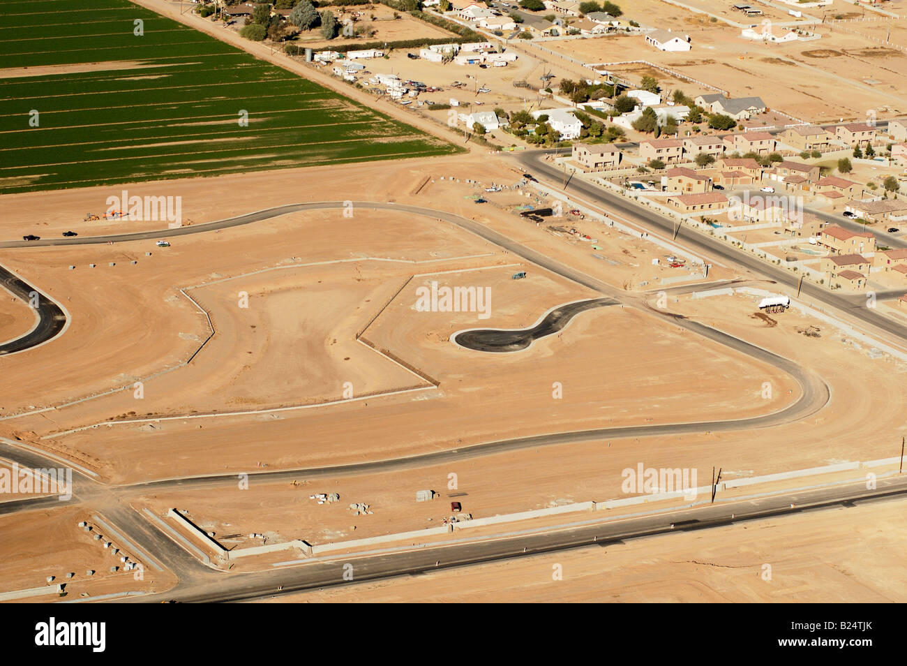 aerial view of new housing development in Arizona Construction on the