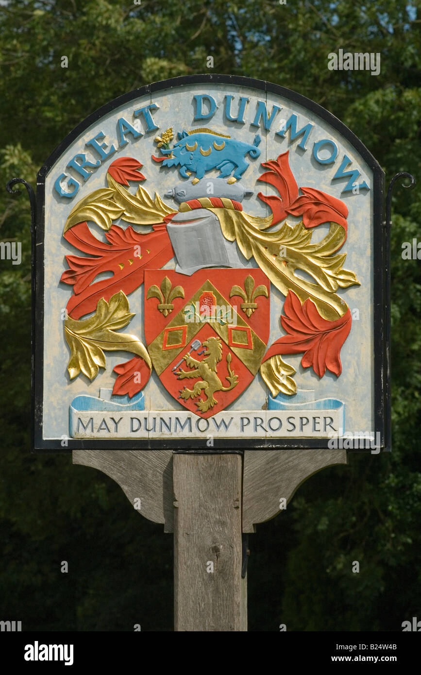 Great Dunmow Essex Village town coat of arms sign 'May Dunmow Prosper.' England 2008 UK 2000s HOMER SYKES Stock Photo