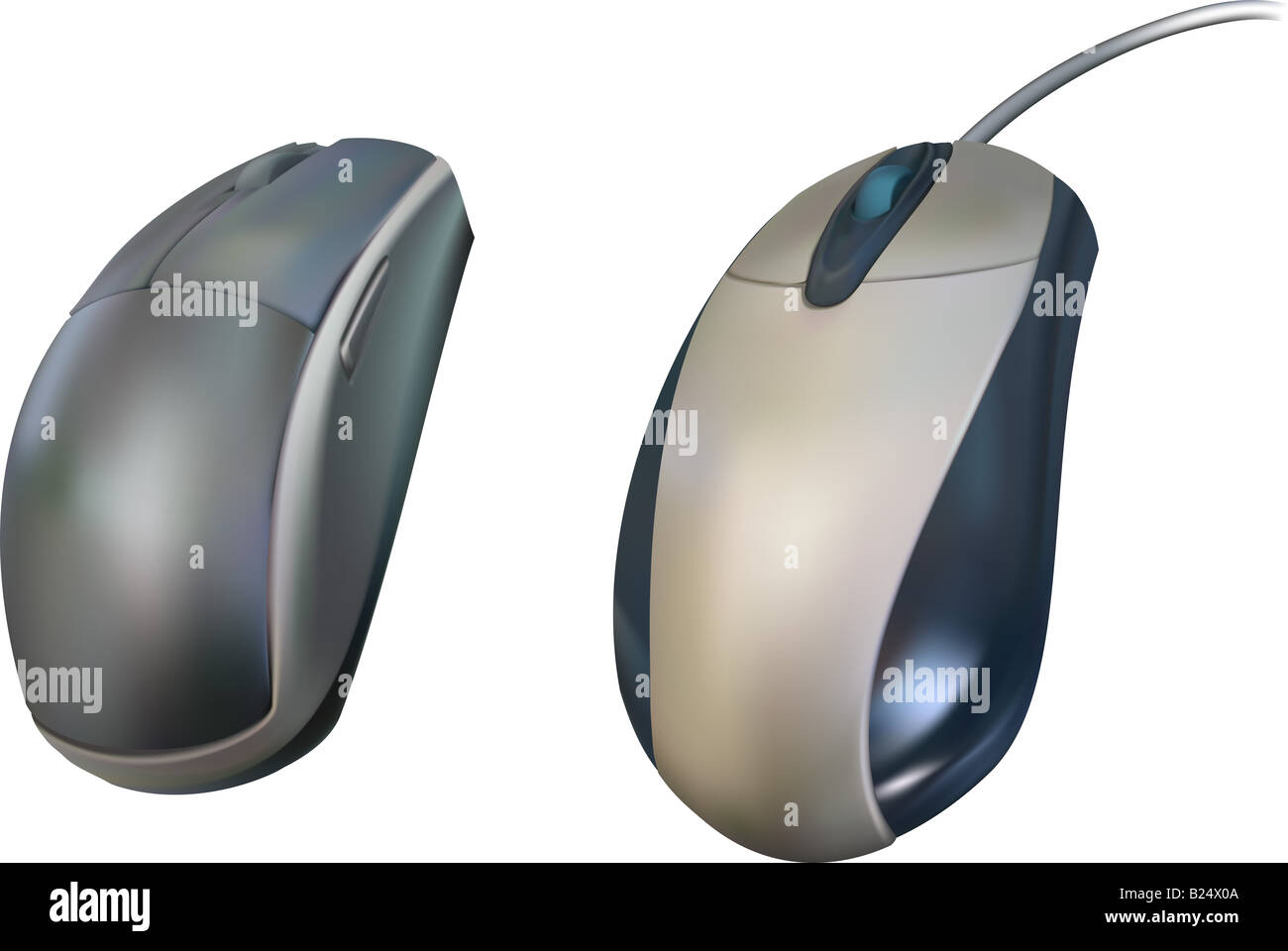 Computer Mouse. Illustrations of two computer mice Stock Photo