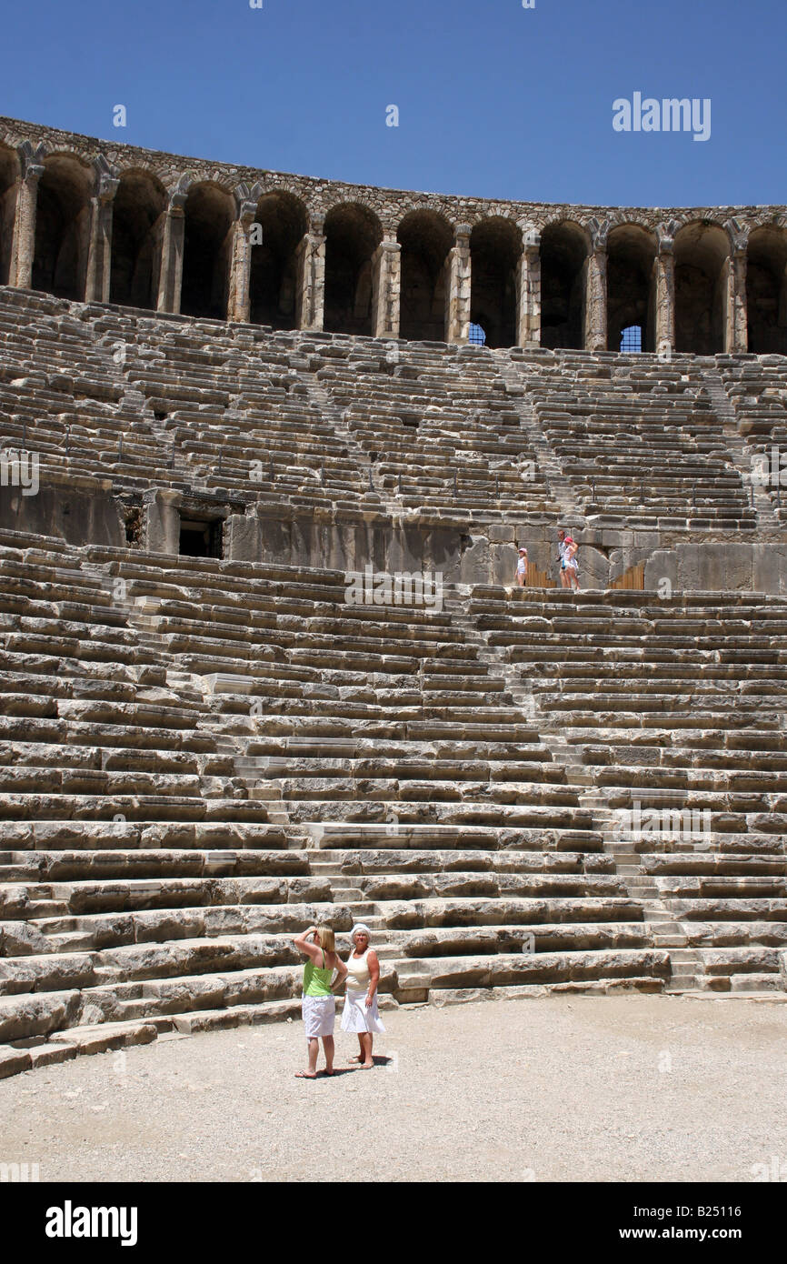 THE ROMAN AMPHITHEATRE AT ASPENDOS, TURKEY. Stock Photo