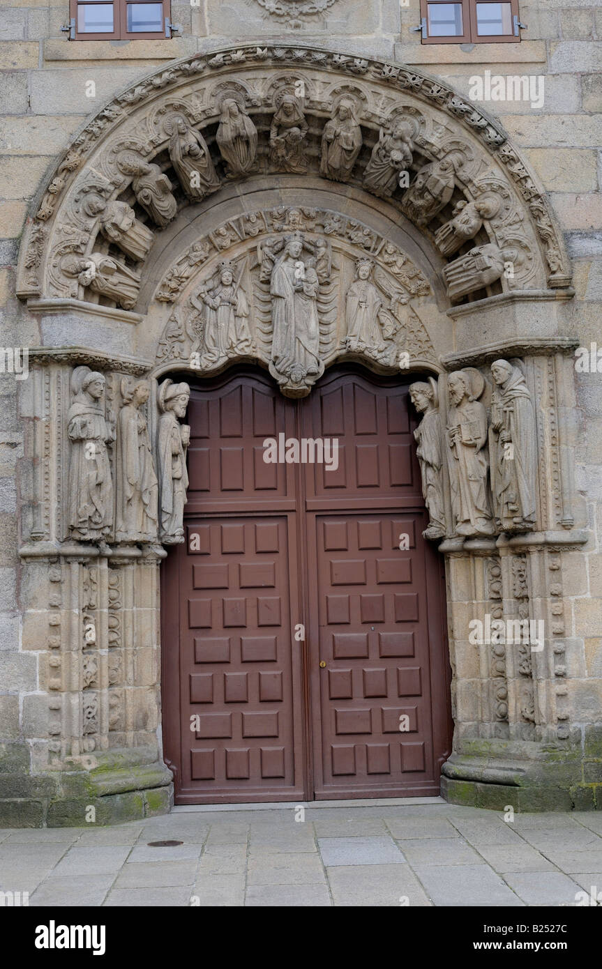 Portal of Colegio de San Xerome (17th century), Santiago de Compostela, Galicia, Spain Stock Photo