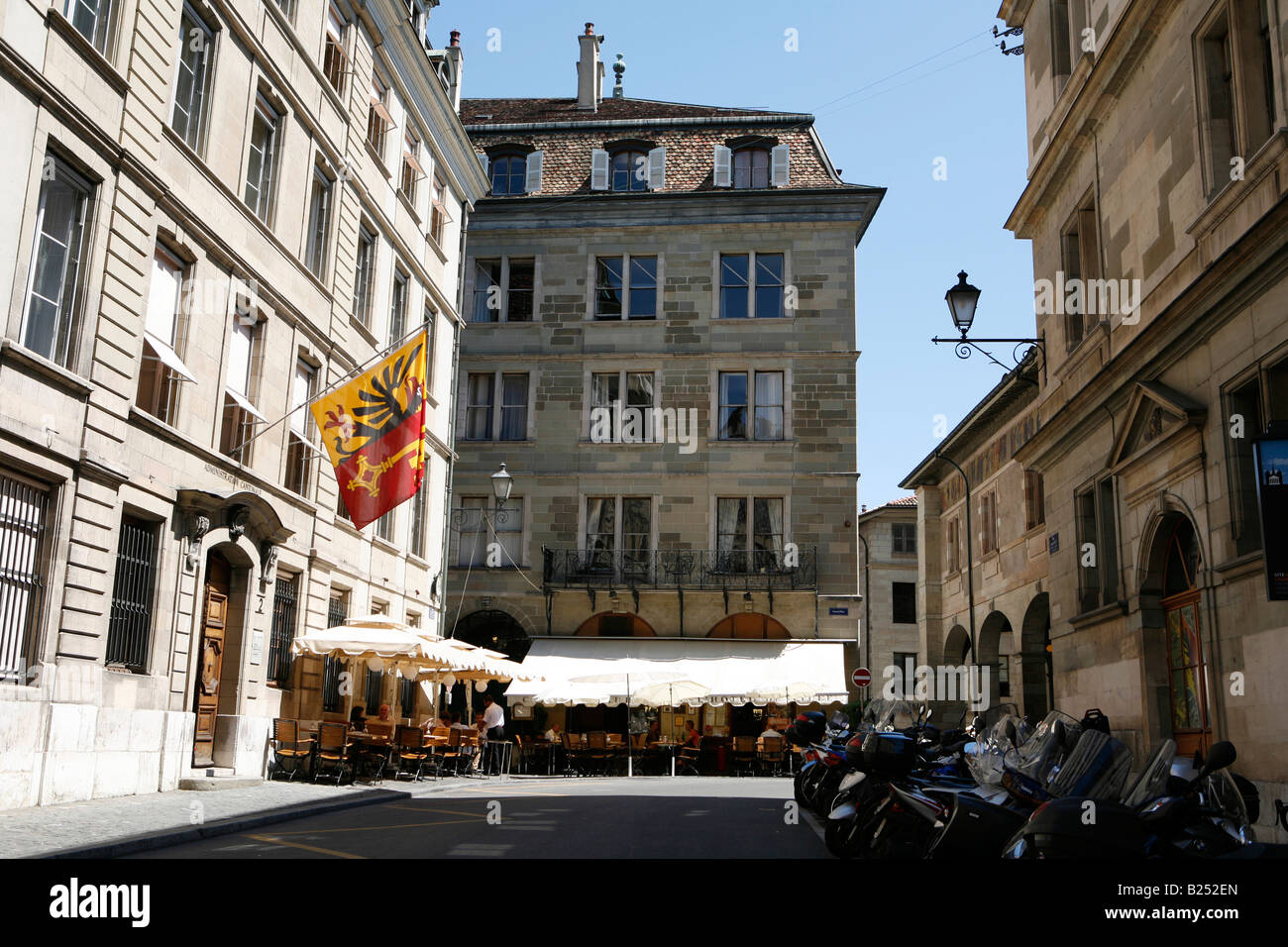 Old City centre of Geneve, Swiss. Stock Photo