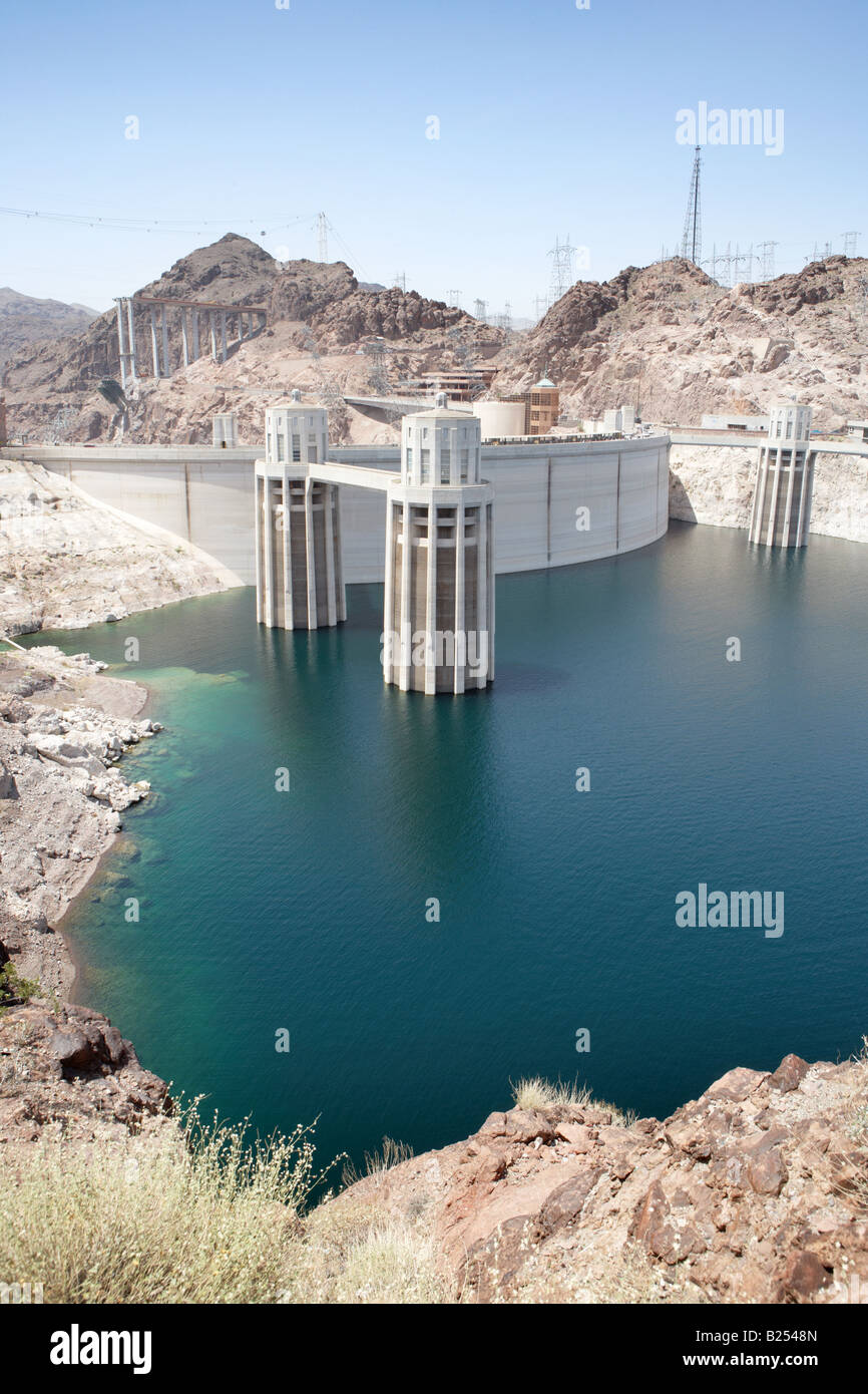 Intake Towers of the Hoover Dam between Arizona and Nevada USA Stock Photo Alamy