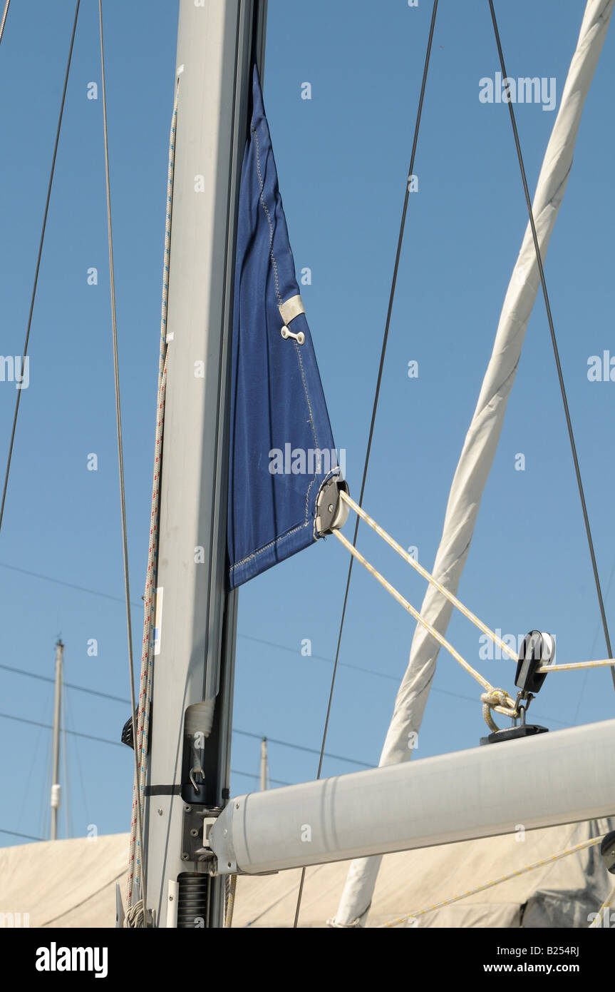 Marina and yacht fittings clew of sail and mast were the sail has been