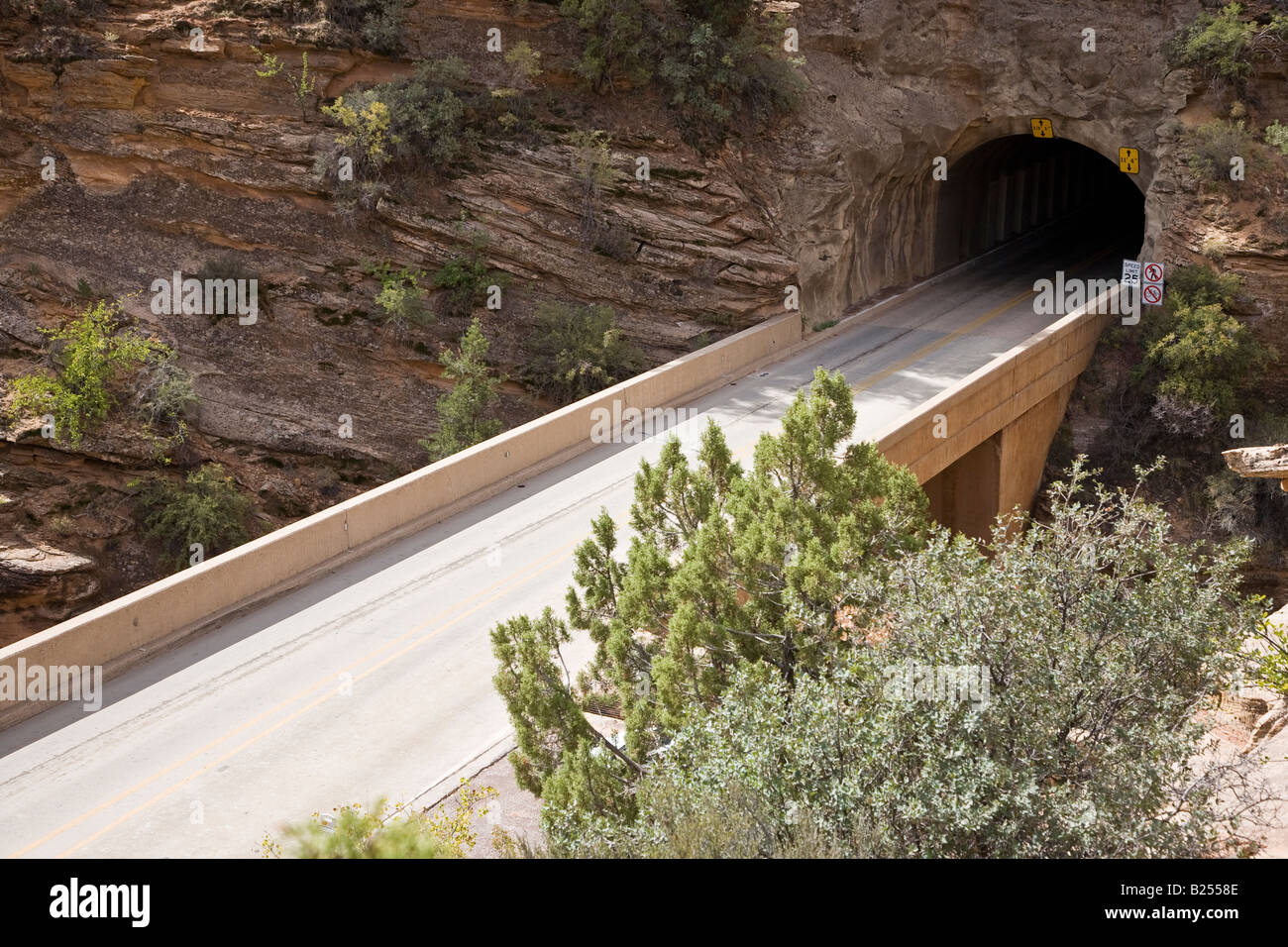 Zion Mountain Carmel tunnel in Zion National Park, Utah, USA Stock