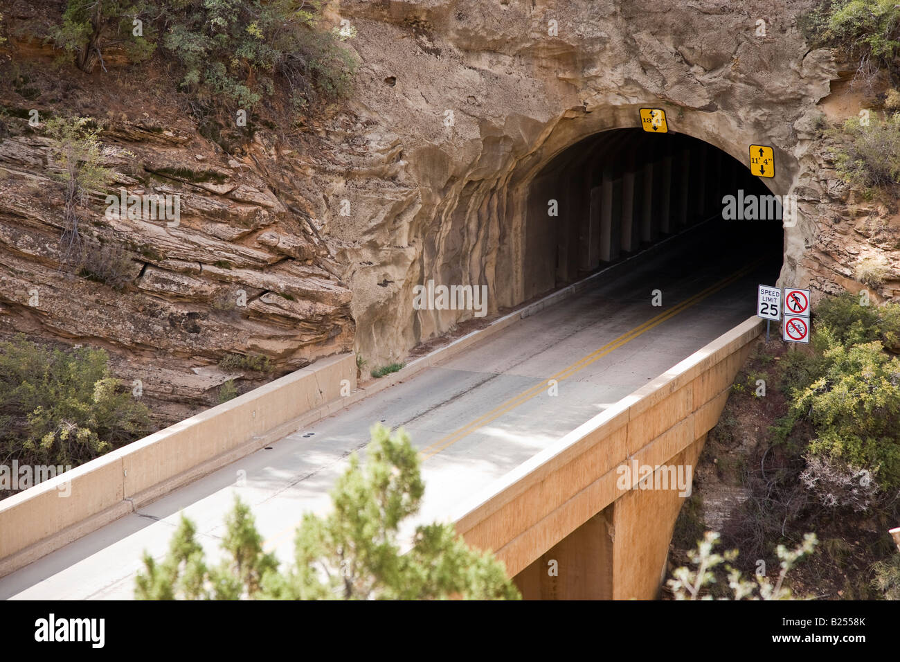 Zion Mountain Carmel tunnel in Zion National Park, Utah, USA Stock