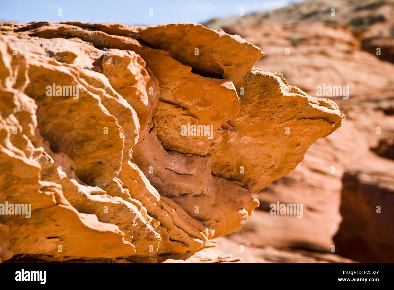 Visible rock stratum - red sandstone in Arizona, USA Stock Photo