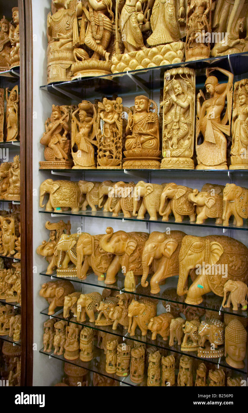 Indian wood carvings for sale in Euphoria Arts Emporium in Jew Town