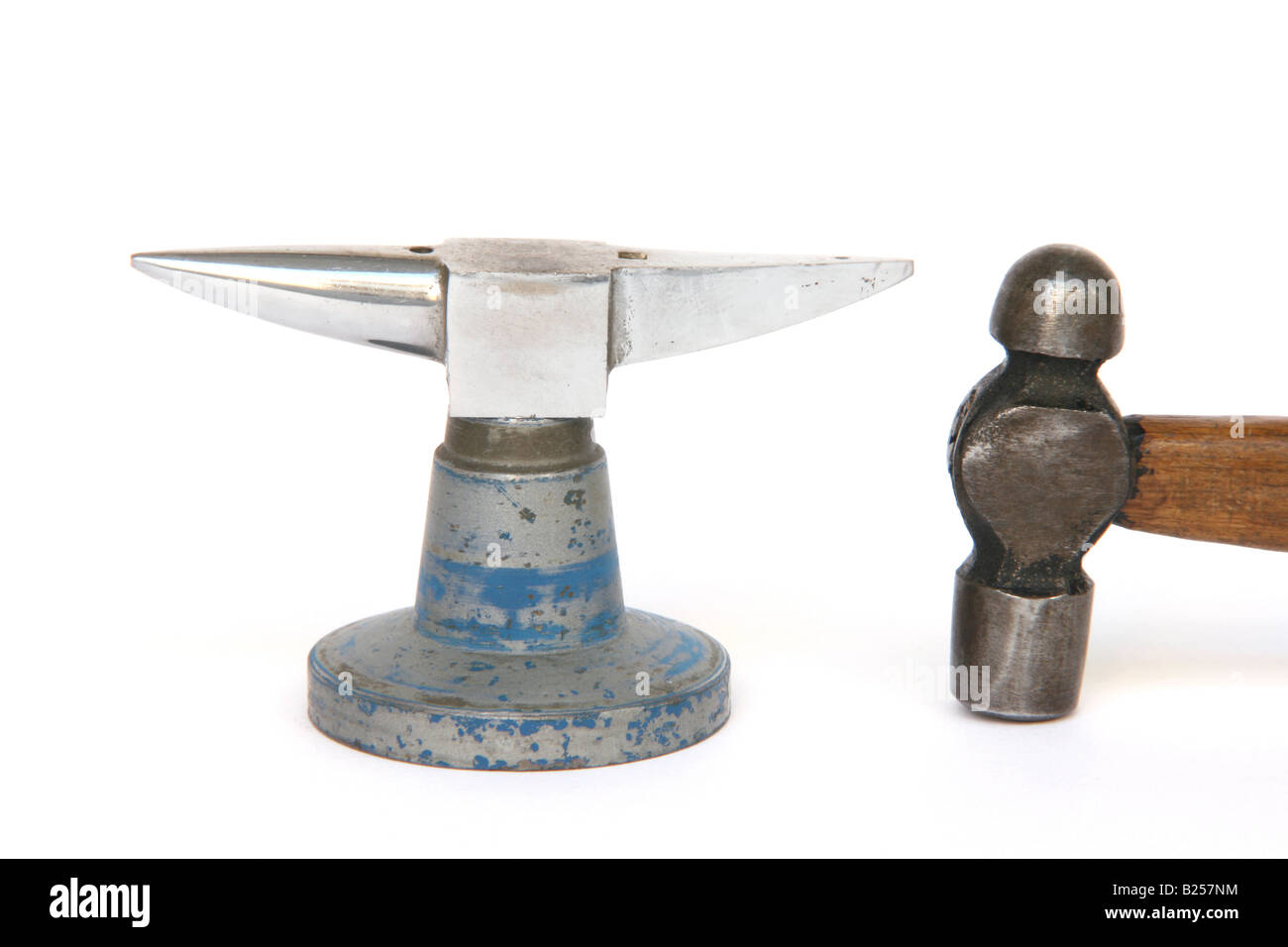 small anvil and hammer from jewelry manufacture isolated Stock Photo