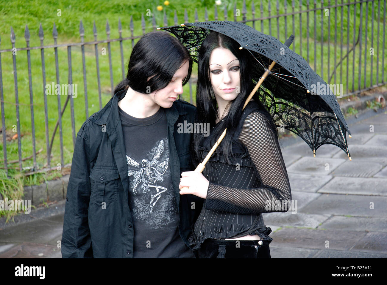 Teenage goth couple Stock Photo