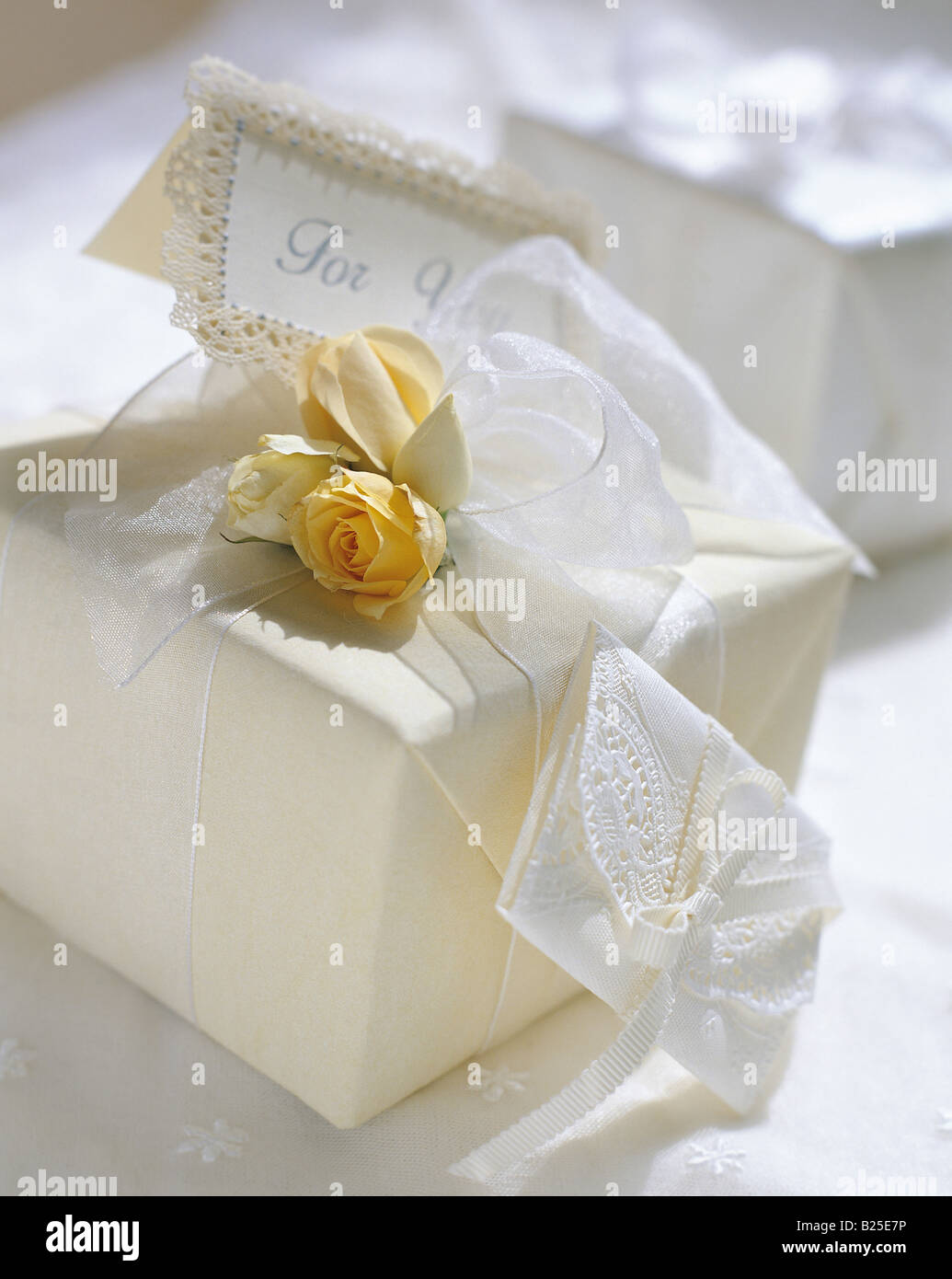 Gift box and flower Stock Photo Alamy