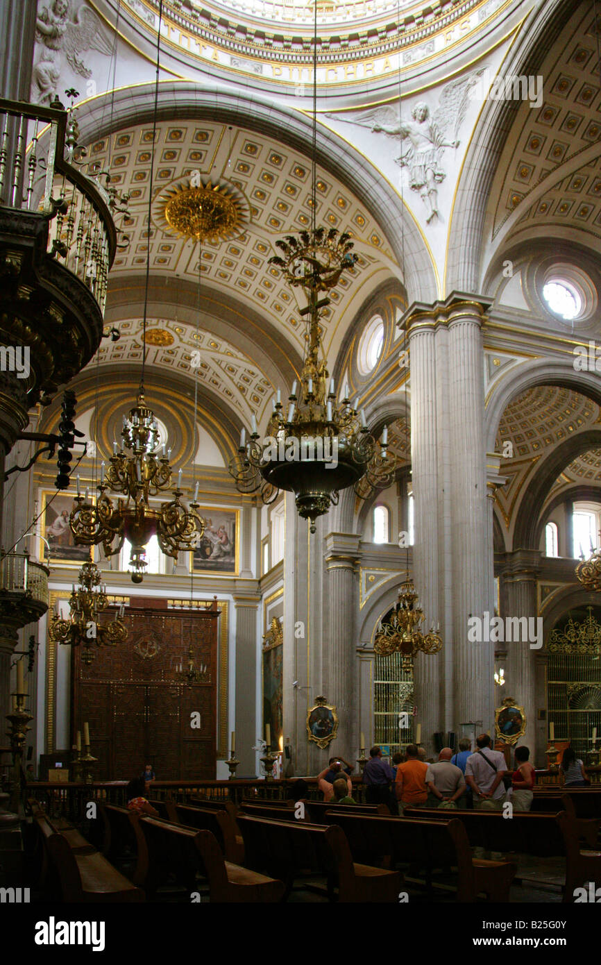 The Interior of Puebla Cathedral, Puebla City, Mexico Stock Photo