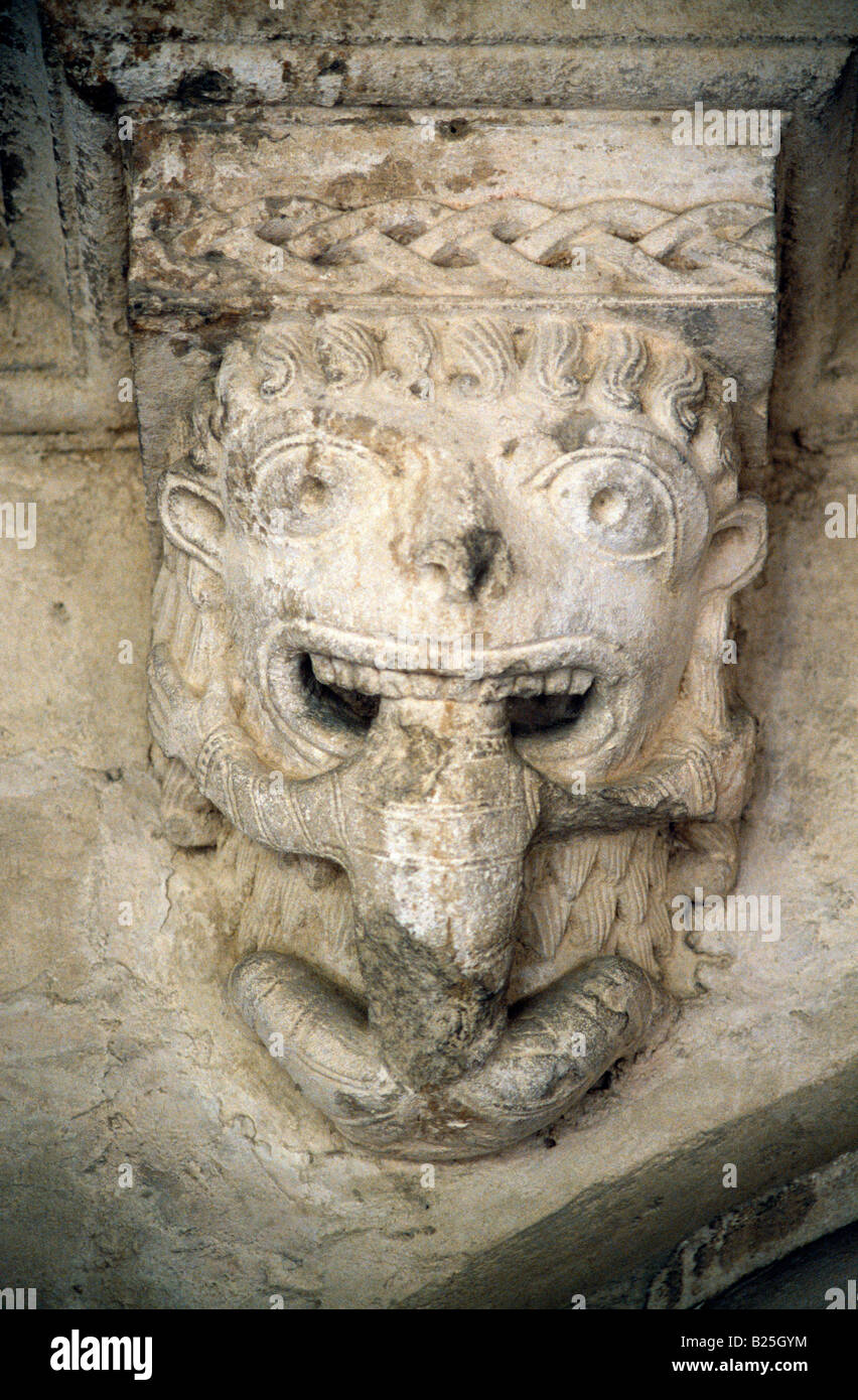 Abbaye De Montmajour Provence France Benedictine Monastery Carving Of Tarasque Legendary Monster Of Provence Devouring A Man 12T Stock Photo