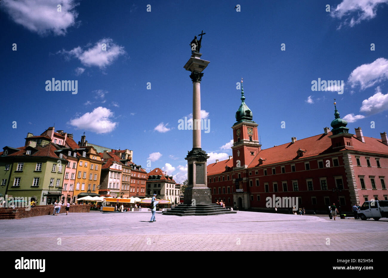 July 8, 2008 - Zygmunt's column and Royal Castle in the Stare Miasto, the Old Town of the Polish capital of Warsaw. Stock Photo