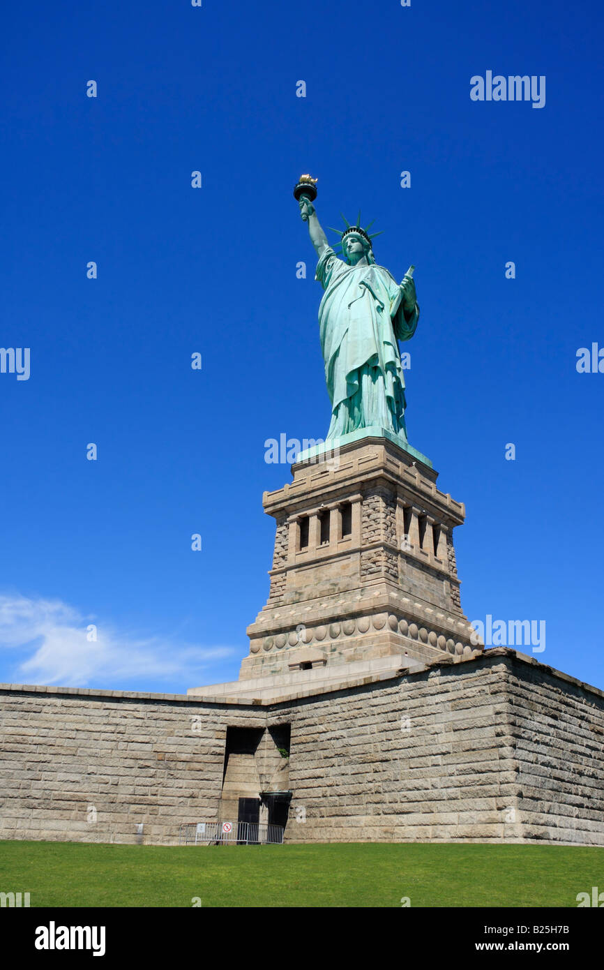 Statue of Liberty on pedestal - New York City, USA Stock Photo