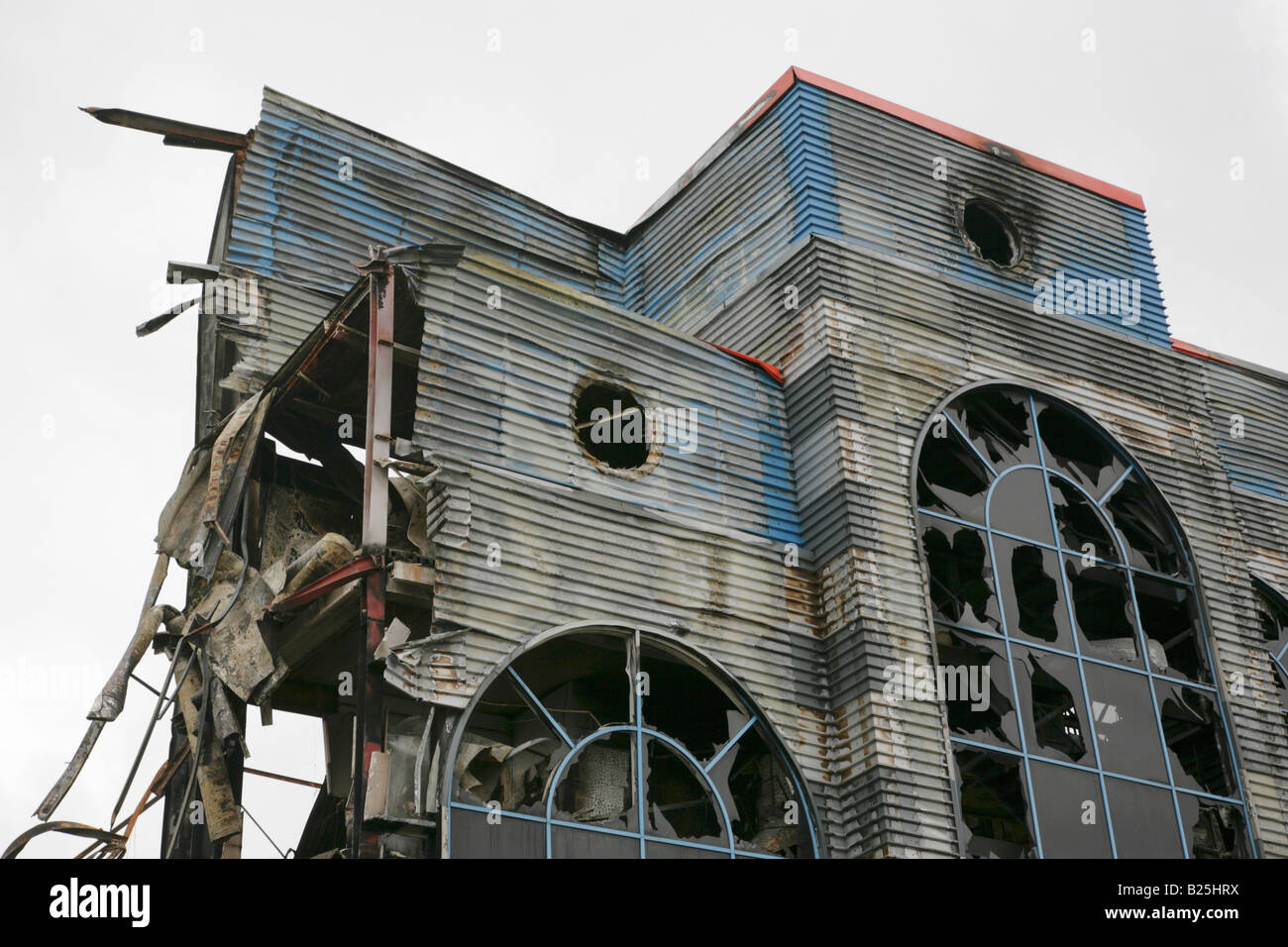 Demolition of disused and burntout factory, Ladysmith Road, Grimsby