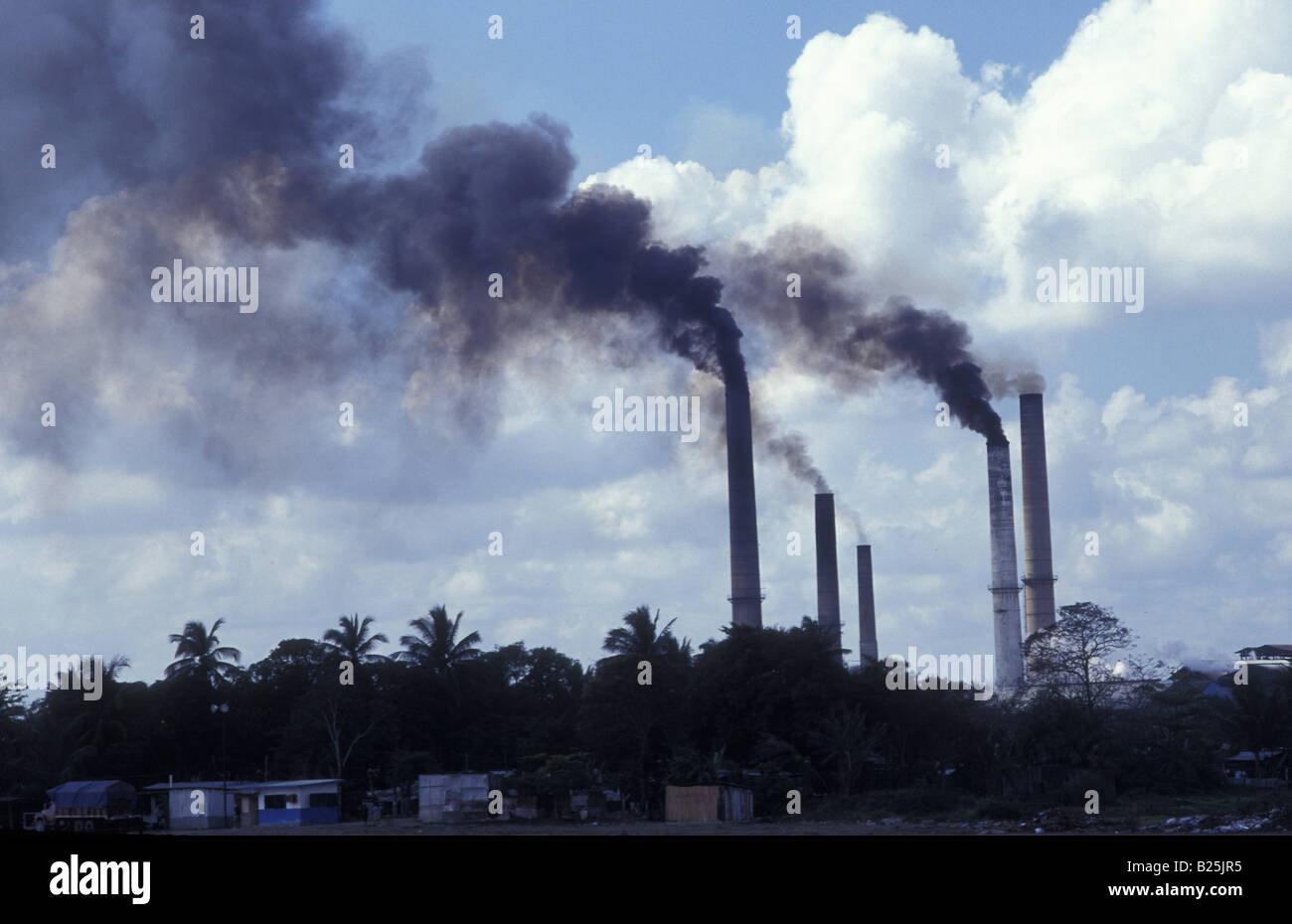 Factory chimneys in Veracruz, Mexico Stock Photo