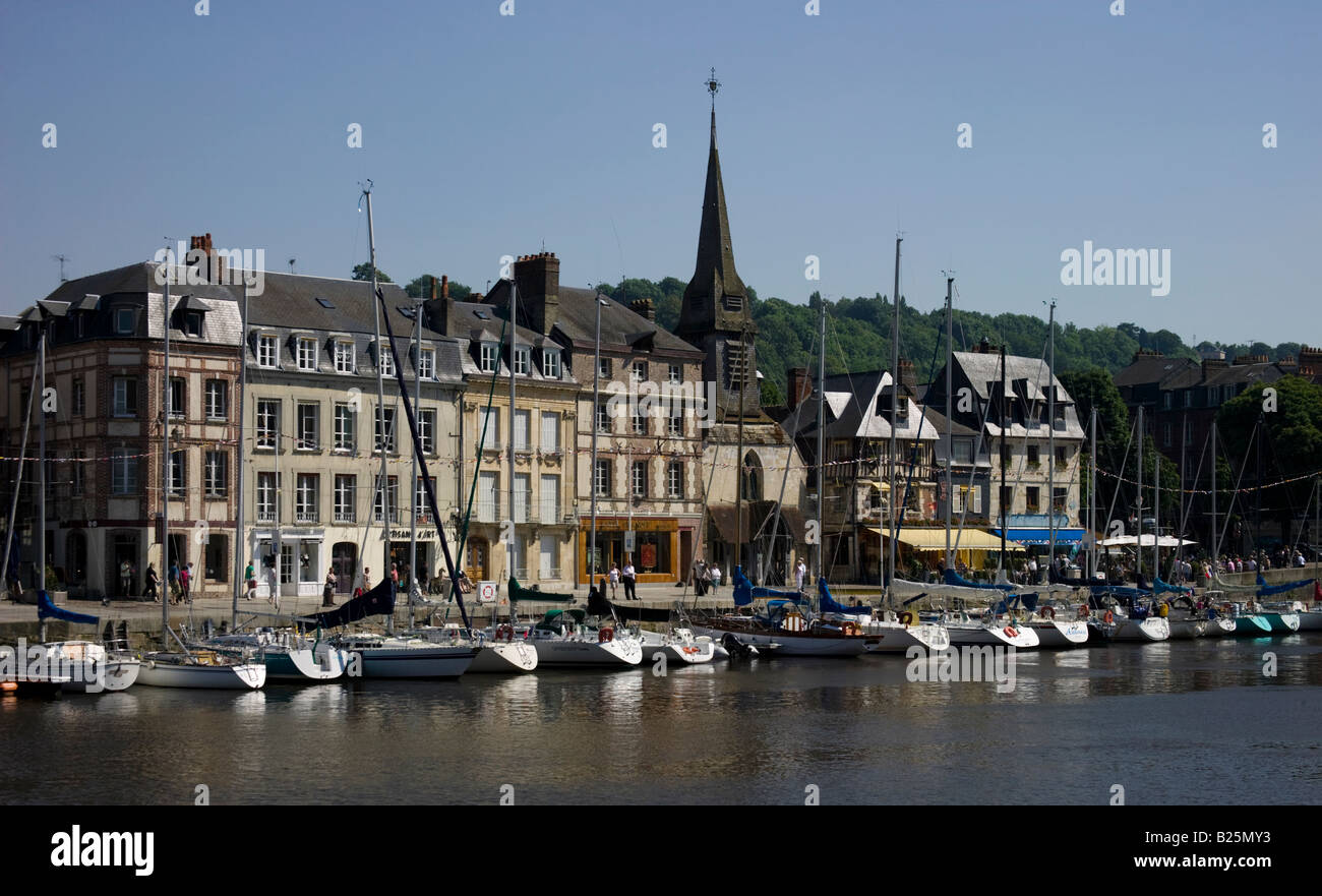 Boats and yachts in Harbour, Honfleur Normandy Stock Photo