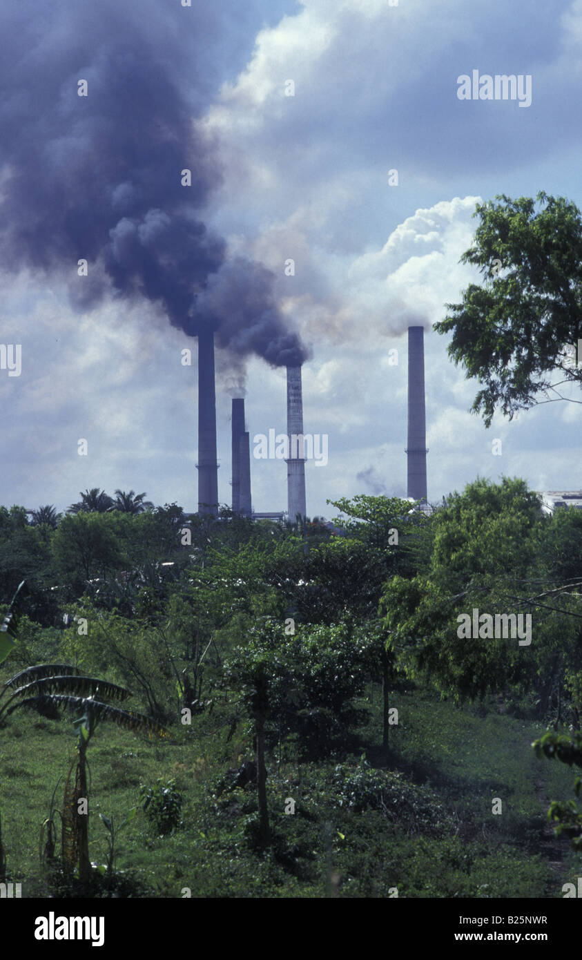 Factory chimneys in Veracruz, Mexico Stock Photo