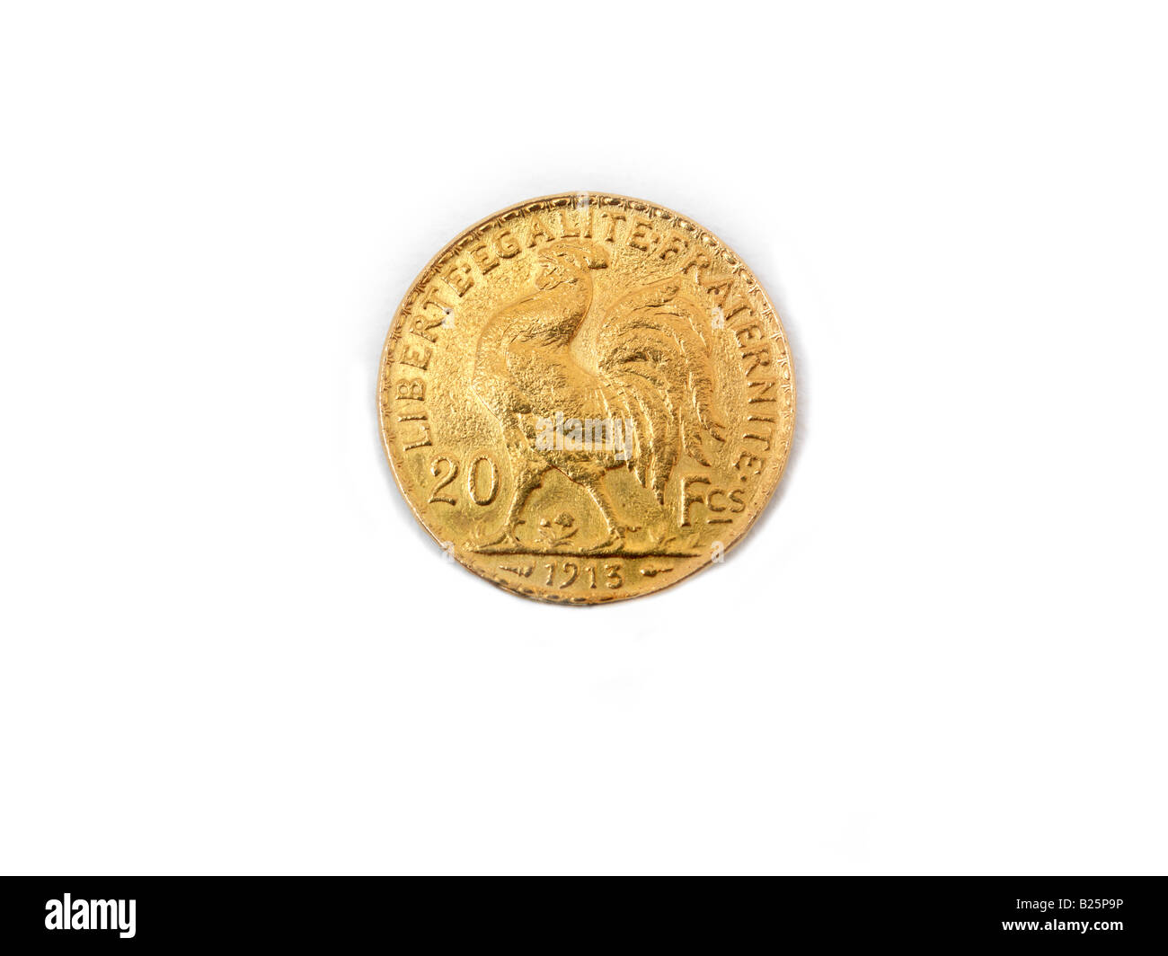 French Gold Coin 1913 Showing Cockerel Stock Photo - Alamy