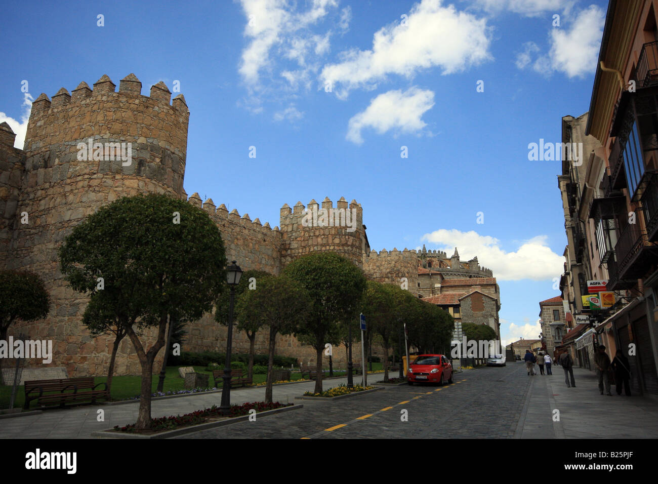 Muralla de Ávila (medieval city walls of Avila), Ávila, Spain Stock