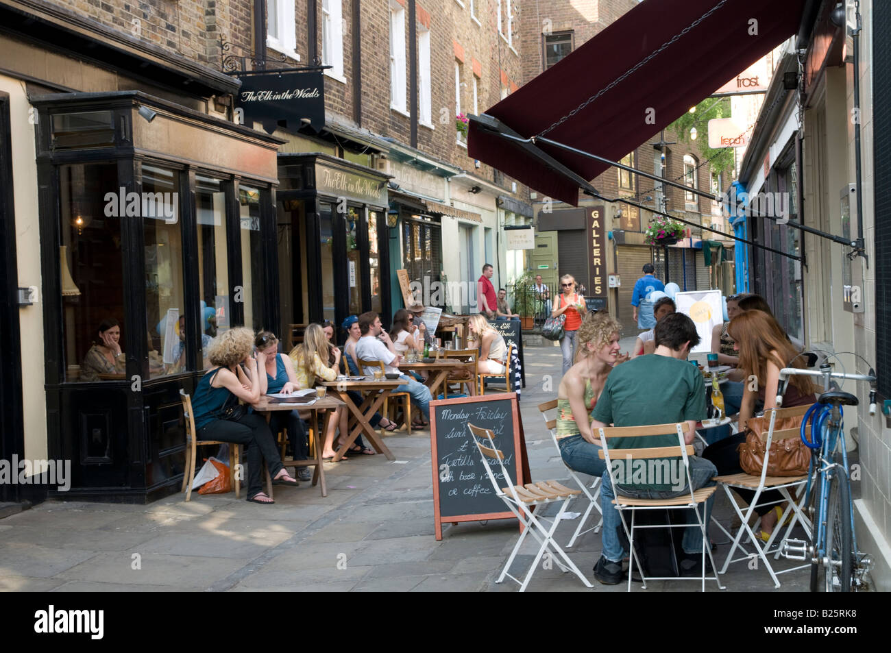 Cafes in Camden Passage, Islington, London, England, UK Stock Photo