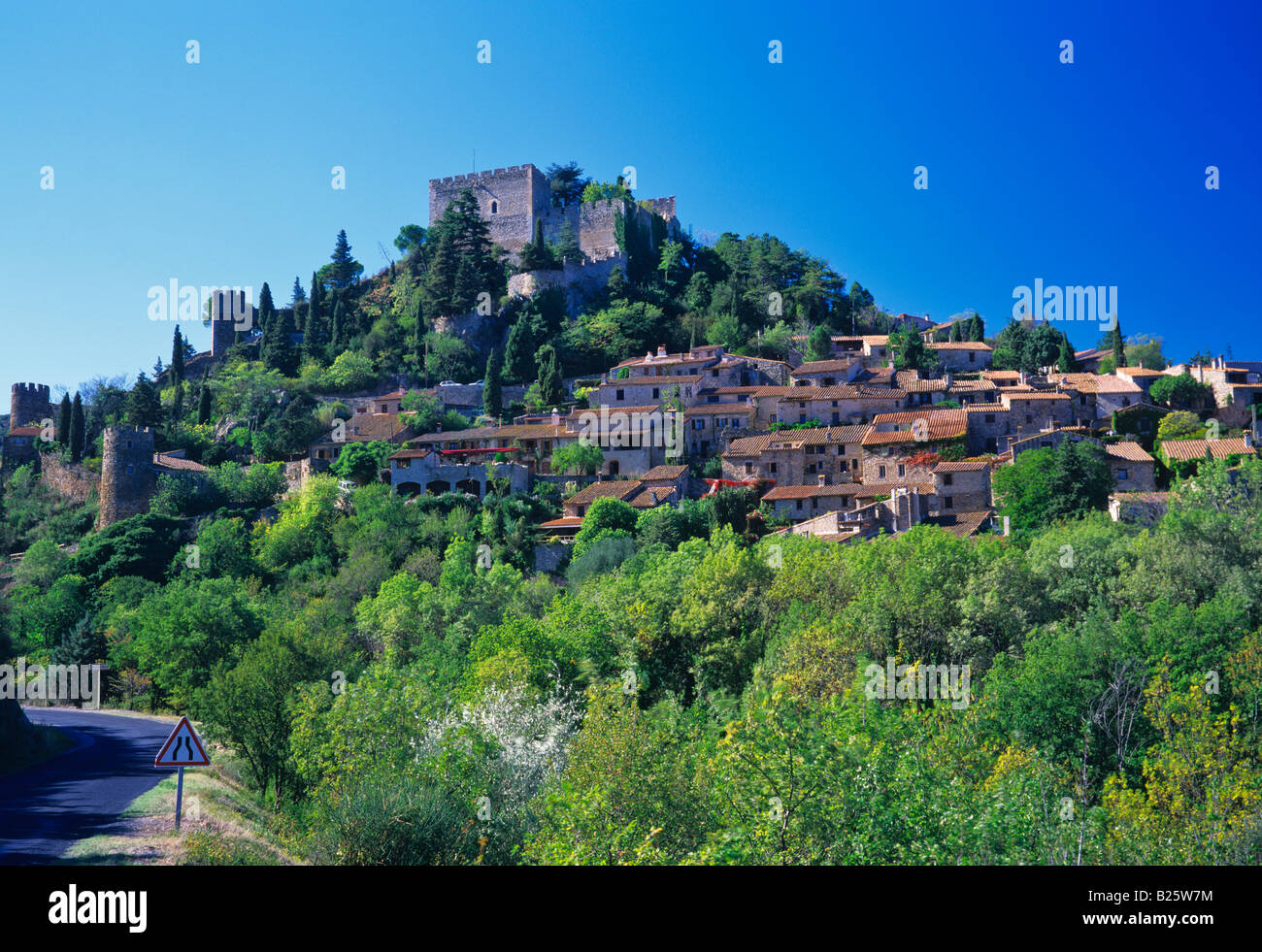 The French hillside village of Castelnou Stock Photo