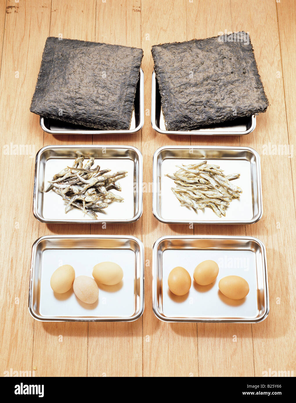 Eggs, seaweed and anchovies Stock Photo Alamy