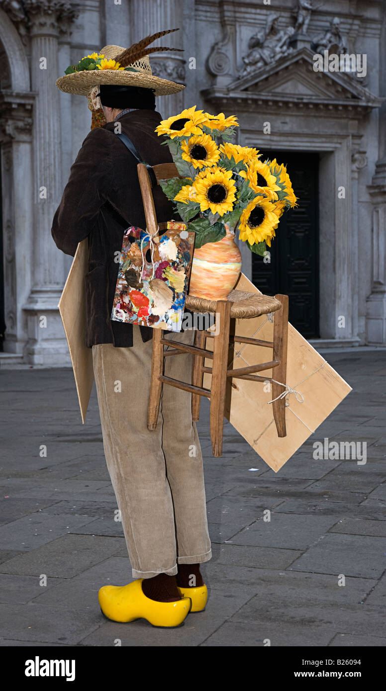 Carnival Venetian disguise of Van Gogh theme Venice Italy Europe Stock Photo