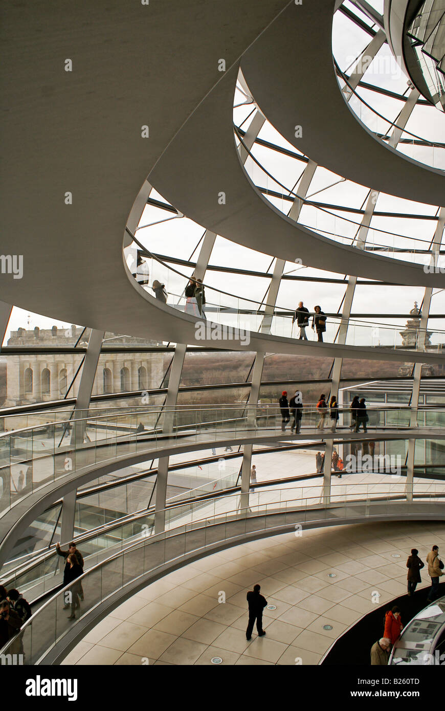 Interior of the dome on top of the German Parliament Stock Photo