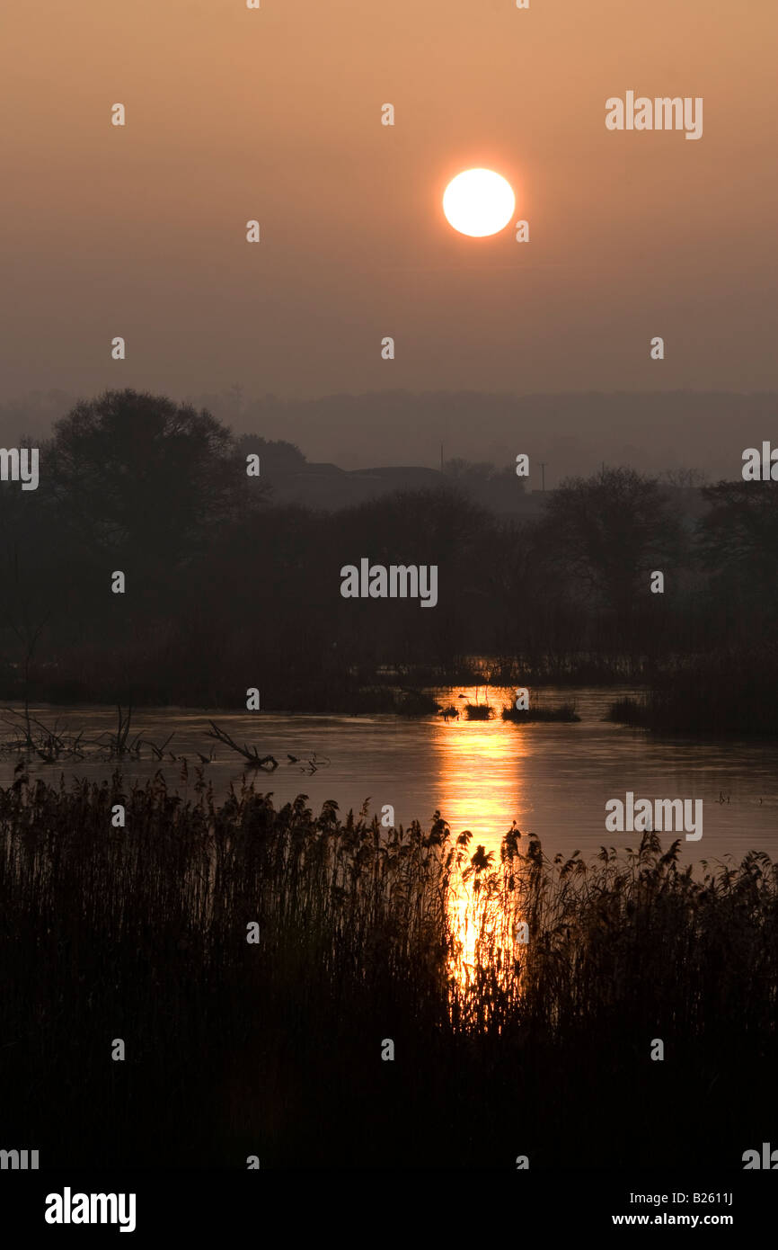 Somerset Levels sunset Stock Photo