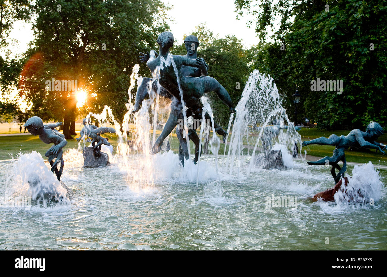 Fountain Summer Evening In Hyde Park London UK Europe Stock Photo